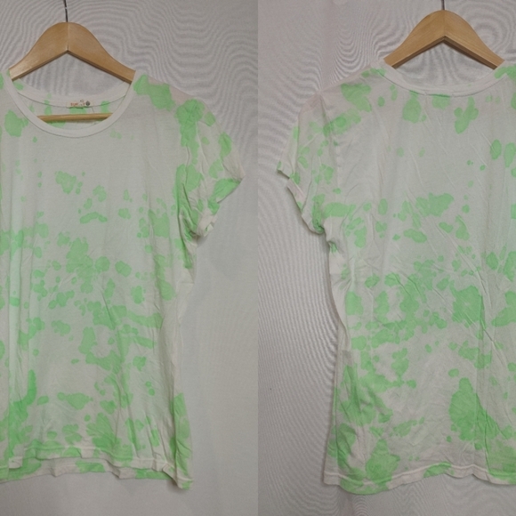 Sundry Crew‎ Neck Short Sleeve Cotton Modal Tee Shirt Neon Green White Tie Dye 3 - Picture 1 of 7